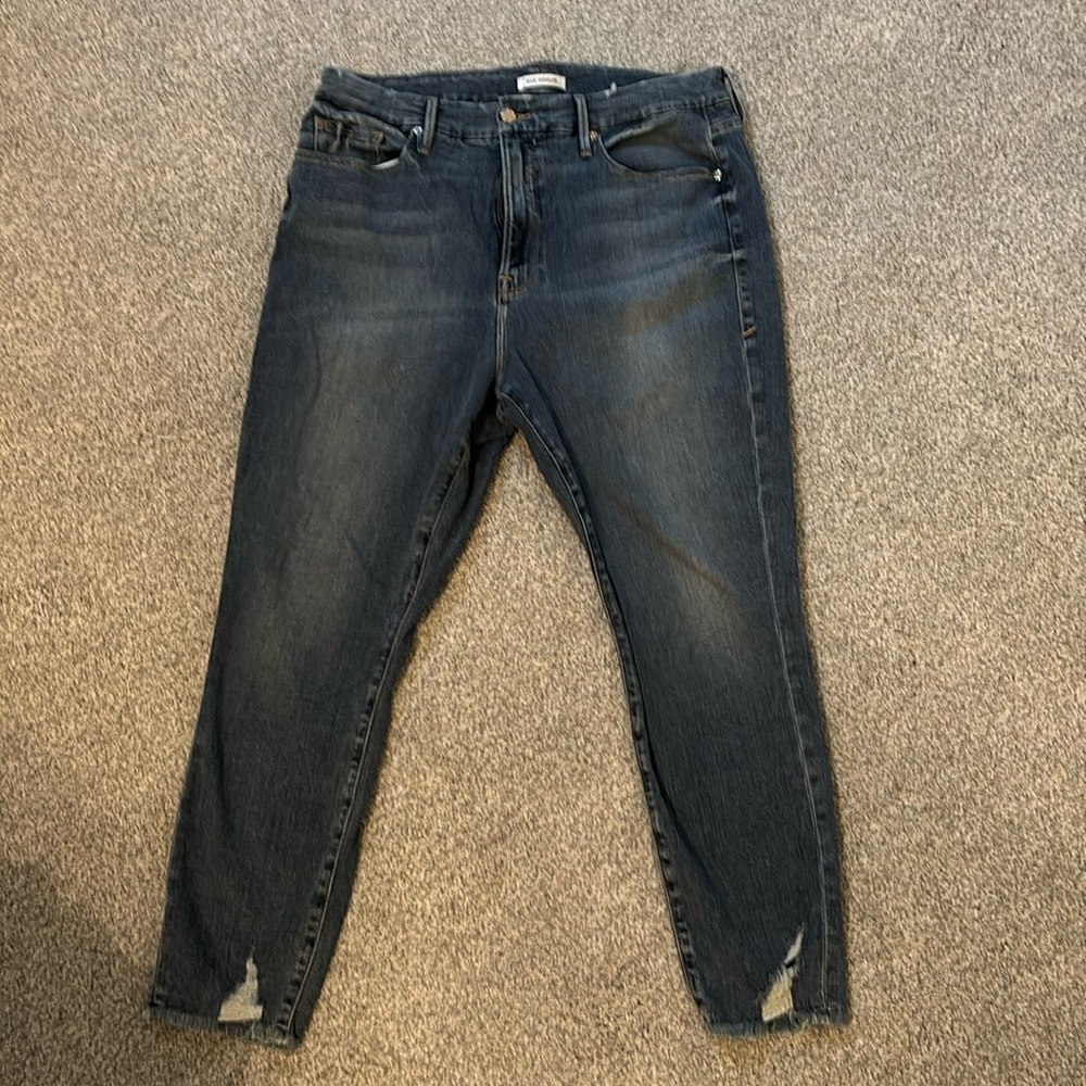 Good American Good Waist Crop. Size 18. Blue.